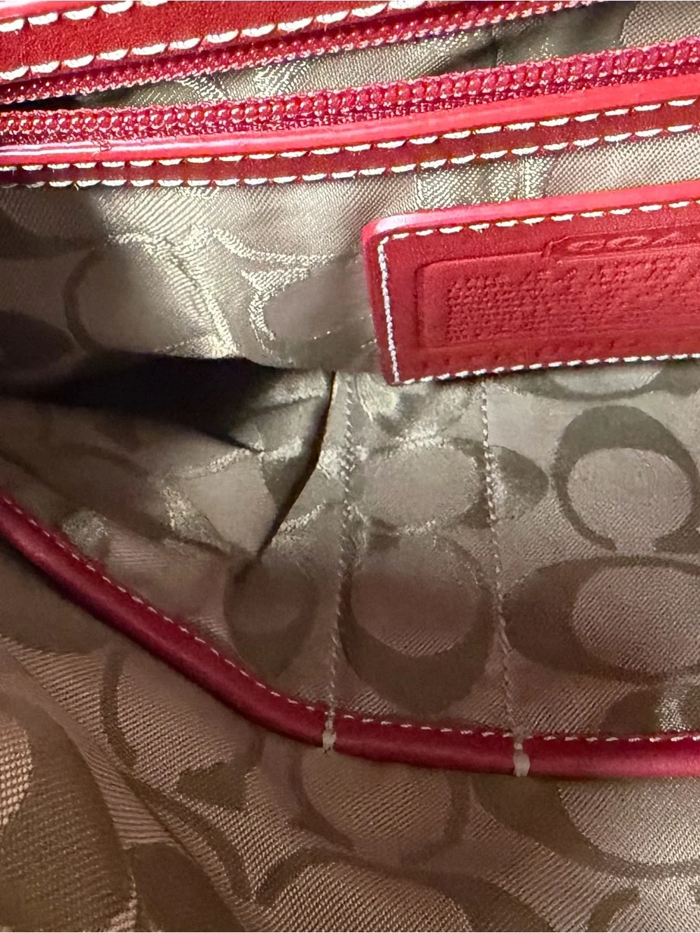 Coach Red Leather Shoulder Bag - Picture 6 of 8